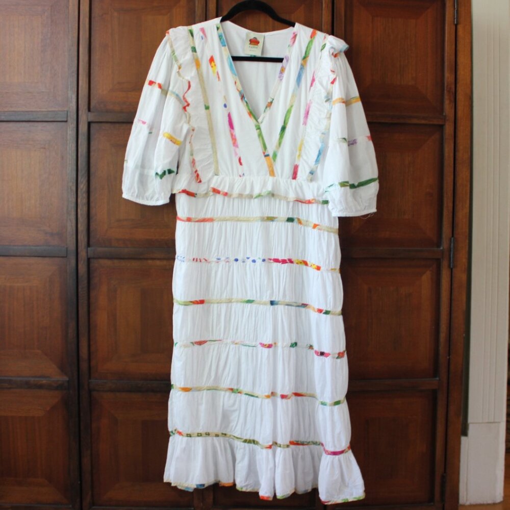 Farm Rio XL mixed print trim midi dress